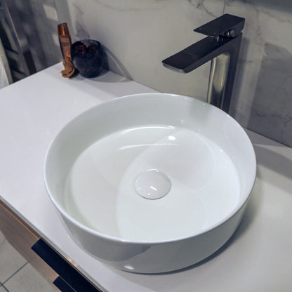 ROUND GLOSS WHITE CERAMIC BATHROOM BASIN