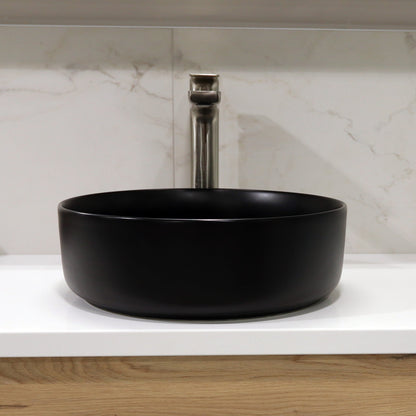 ROUND MATTE BLACK CERAMIC BATHROOM BASIN