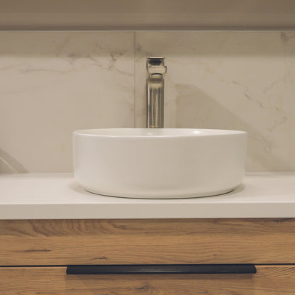 ROUND MATTE WHITE CERAMIC BATHROOM BASIN