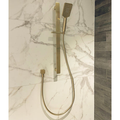 CODE PURE SQUARE LUXURY ADJUSTABLE SLIDE SHOWER BRUSHED BRASS