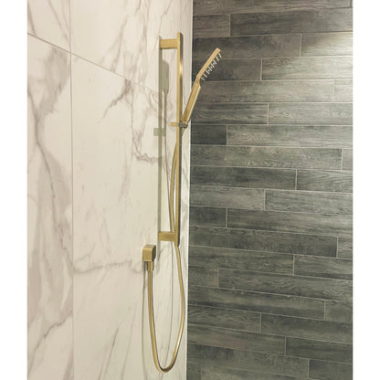 CODE PURE SQUARE LUXURY ADJUSTABLE SLIDE SHOWER BRUSHED BRASS