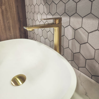 CODE PURE TALL VESSEL BASIN MIXER BRUSHED BRASS