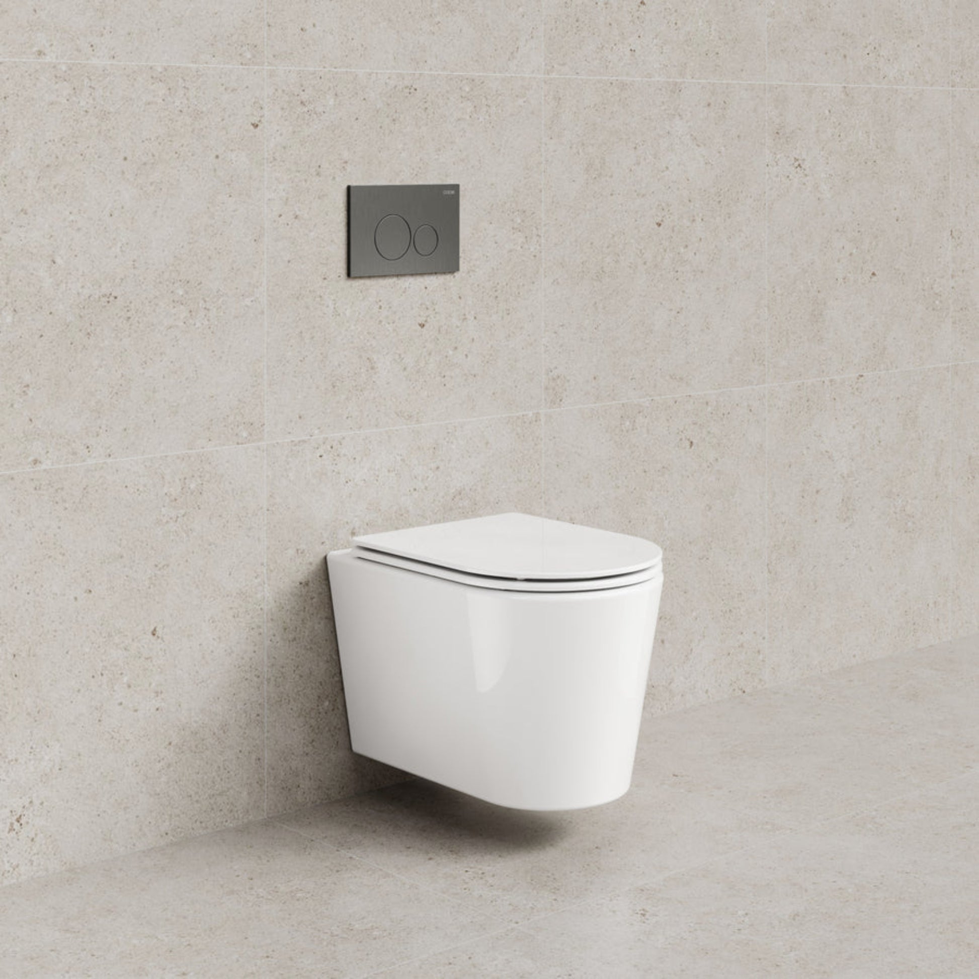 CODE PURE TYPHOON WALL HUNG TOILET SUITE | GUNMETAL BUTTON