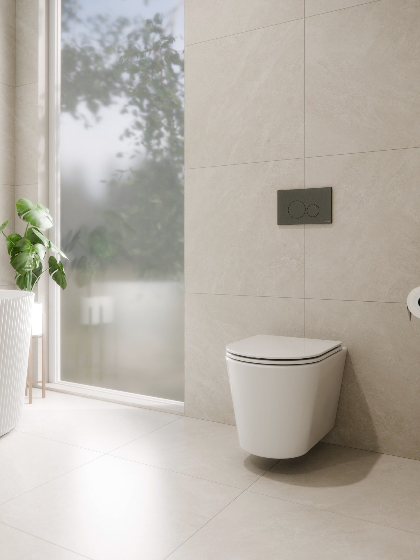 CODE PURE TYPHOON WALL HUNG TOILET SUITE | GUNMETAL BUTTON