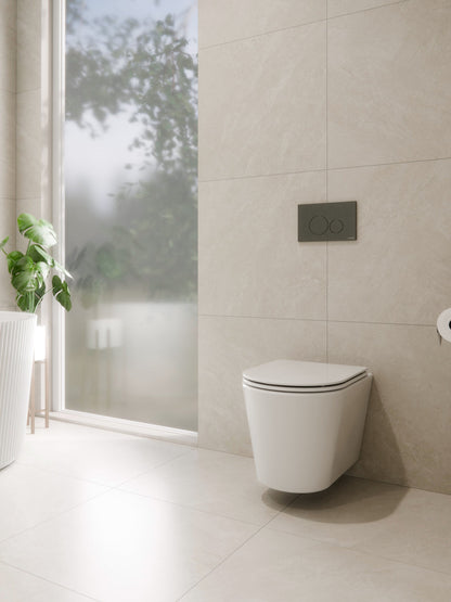 CODE PURE TYPHOON WALL HUNG TOILET SUITE | GUNMETAL BUTTON