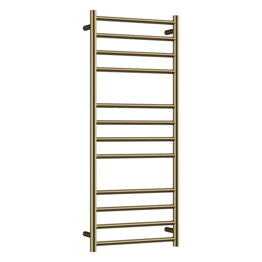 CODE ROUND HEATED TOWEL LADDERS 1200X500 BRUSHED BRASS
