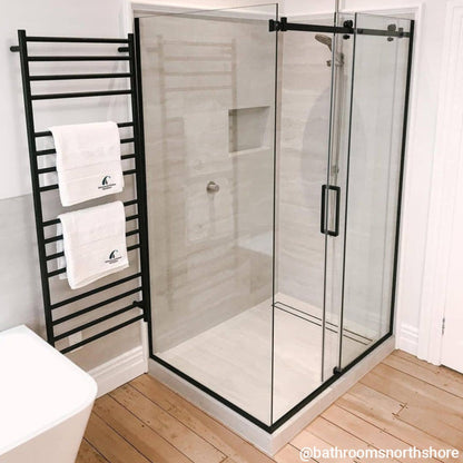 CODE ROUND HEATED TOWEL LADDER 1600X600 MATTE BLACK