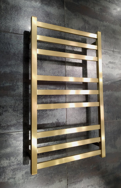 CODE SQUARE HEATED TOWEL LADDERS 900X500 BRUSHED BRASS