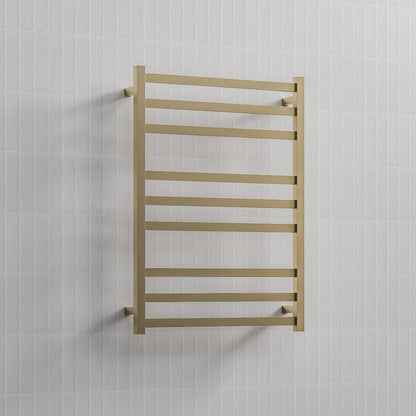 CODE SQUARE HEATED TOWEL LADDERS 900X650 BRUSHED BRASS