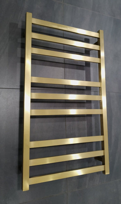 CODE SQUARE HEATED TOWEL LADDERS 900X650 BRUSHED BRASS