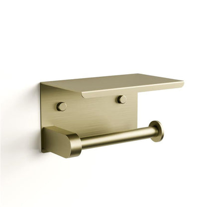 CODE VERSA TOILET ROLL HOLDER WITH SHELF BRUSHED BRASS