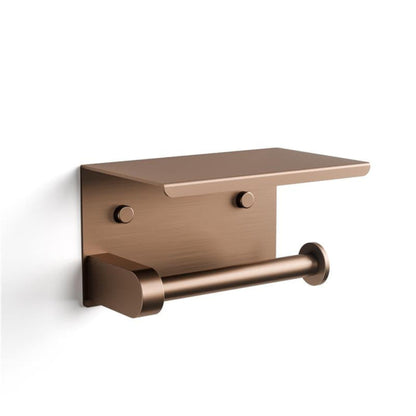 CODE VERSA TOILET ROLL HOLDER WITH SHELF BRUSHED COPPER