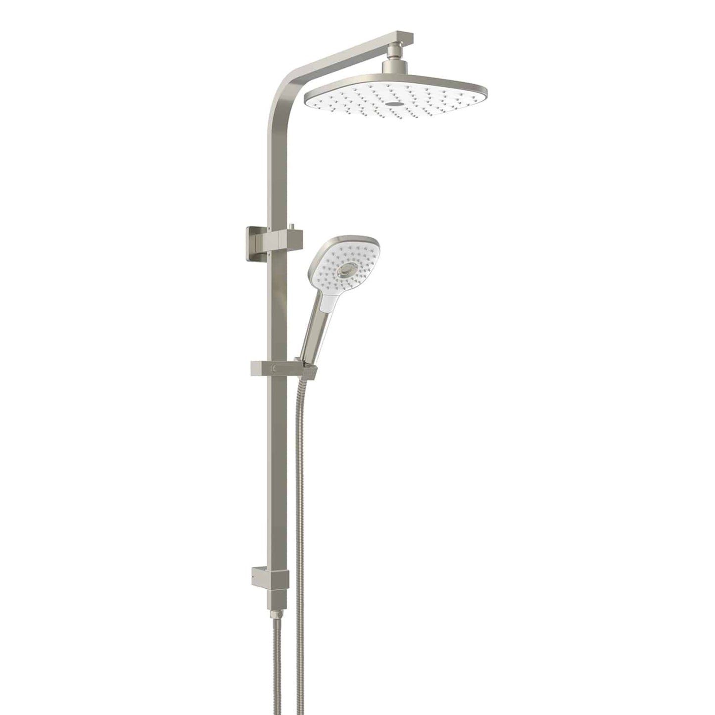CORBAN TWIN RAIL SHOWER BRUSHED NICKEL
