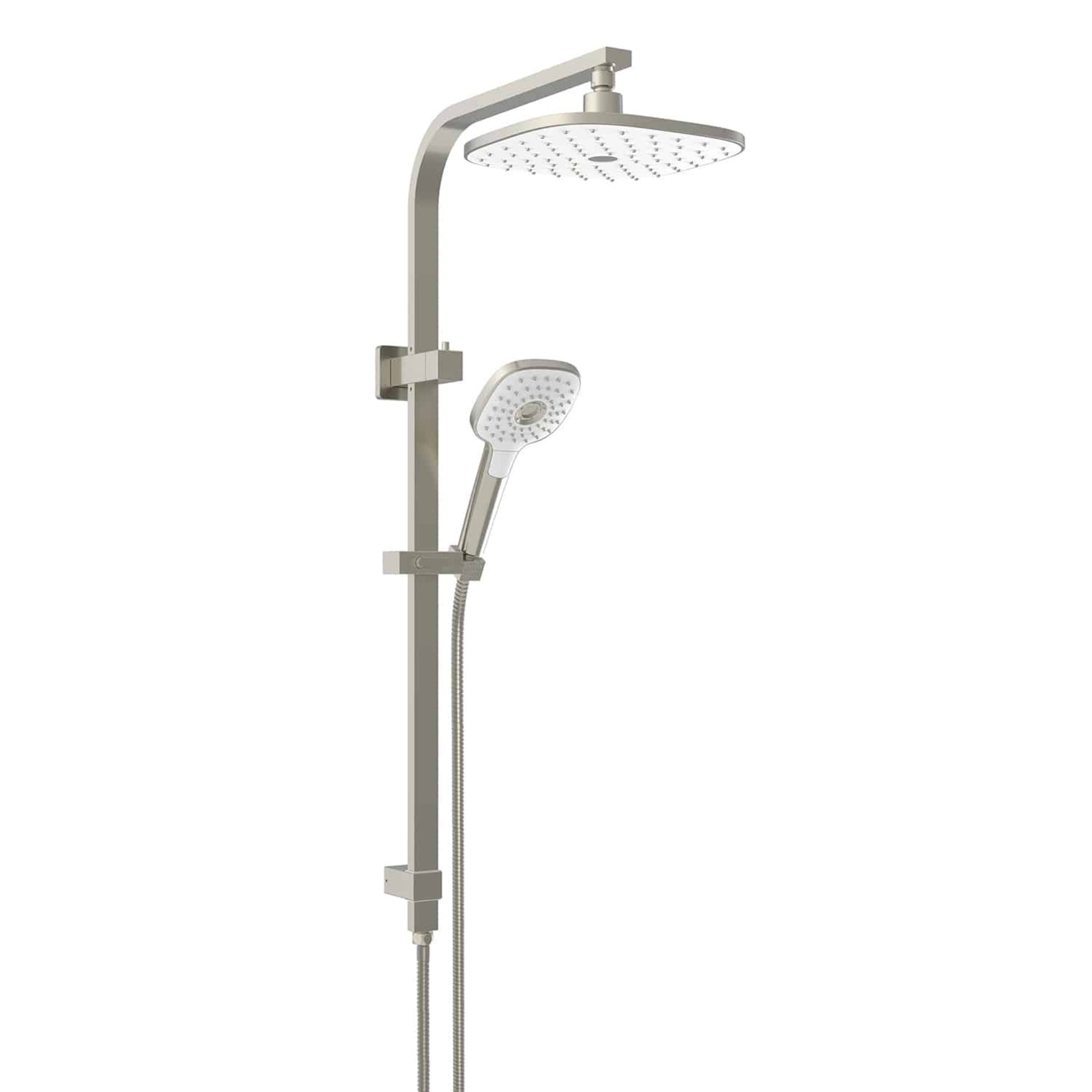 CORBAN TWIN RAIL SHOWER BRUSHED NICKEL