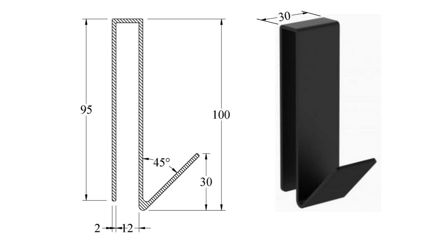 CODE VERSA SQUARE SHOWER SCREEN HOOK - 7 COLOURS