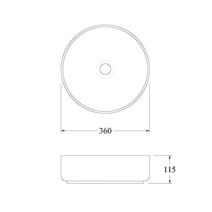CODE PURE ROUND CERAMIC BASIN 360MM - 5 COLOURS