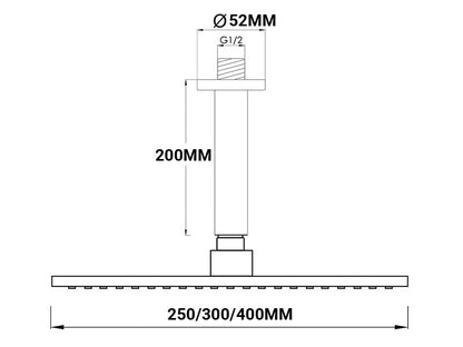 CODE ROUND SHOWER RAIN HEAD RANGE - 5 COLOURS - 3 SIZES