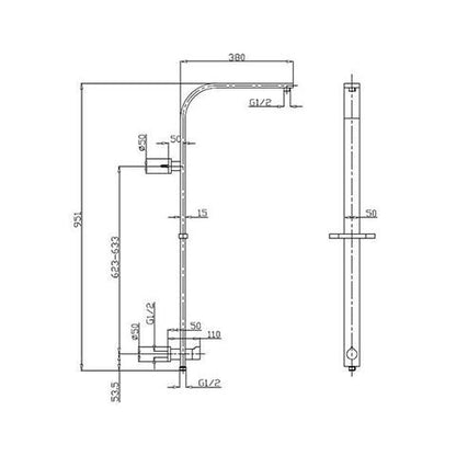 CODE PURE SQUARE SHOWER COLUMN 3 FUNCTION - 5 COLOURS