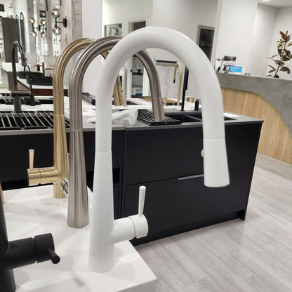 GALIANO MATTE WHITE PULLOUT KITCHEN SINK MIXER