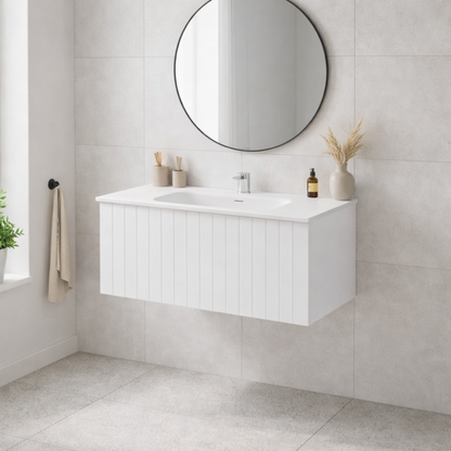 LINEARE 1000 COASTAL SINGLE DRAW VANITY RANGE WHITE