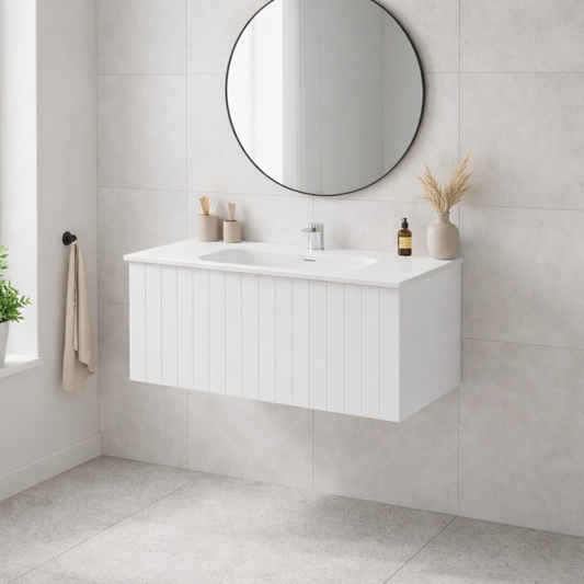 LINEARE 1000 COASTAL SINGLE DRAW VANITY RANGE WHITE