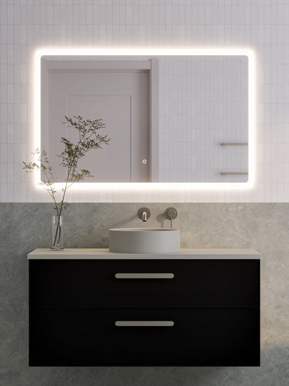 LINEARE 1200 AXEL DOUBLE DRAWER BATHROOM VANITY - SOLID SLAB TOP MATTE BLACK