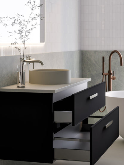 LINEARE 1200 AXEL DOUBLE DRAWER BATHROOM VANITY - SOLID SLAB TOP MATTE BLACK