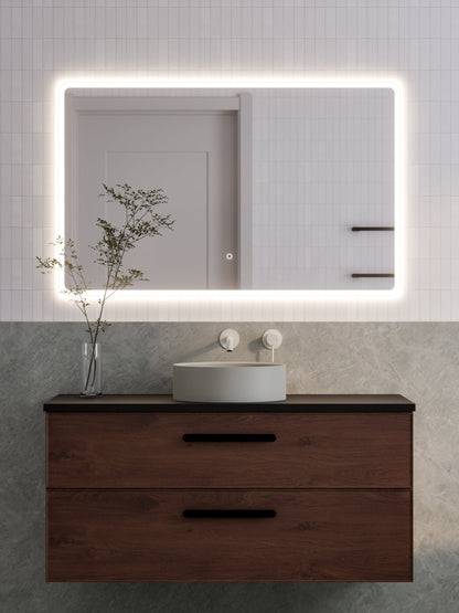 LINEARE 1200 AXEL DOUBLE DRAWER BATROOM VANITY - SOLID SLAB TOP WALNUT