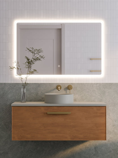 LINEARE 1200 AXEL SINGLE DRAWER BATHROOM VANITY - SOLID SLAB TOP DEVON OAK