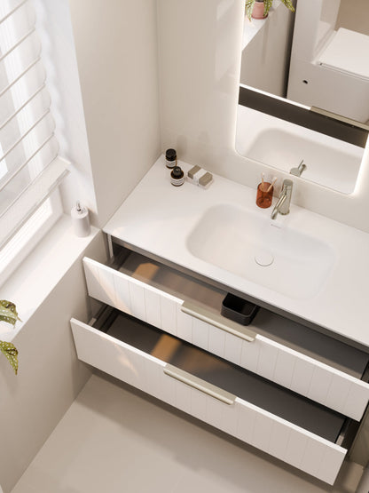 LINEARE 1200 COASTAL DOUBLE DRAWER BATHROOM VANITY MATTE WHITE