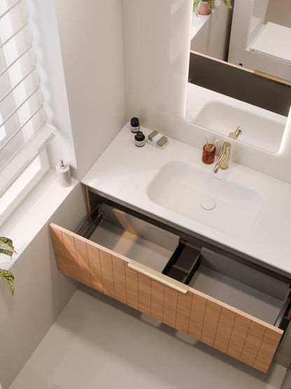 LINEARE 1200 COASTAL SINGLE DRAWER BATHROOM VANITY DEVON OAK