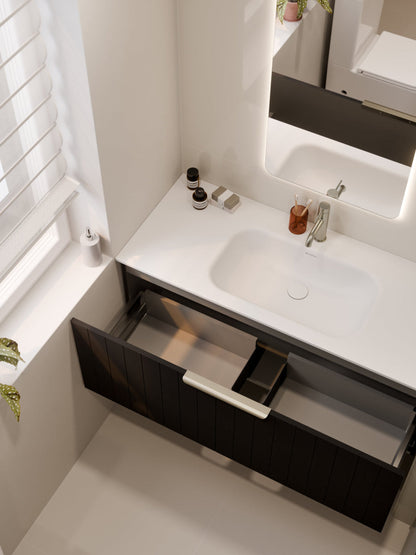 LINEARE 1200 COASTAL SINGLE DRAWER BATHROOM  VANITY MATTE BLACK