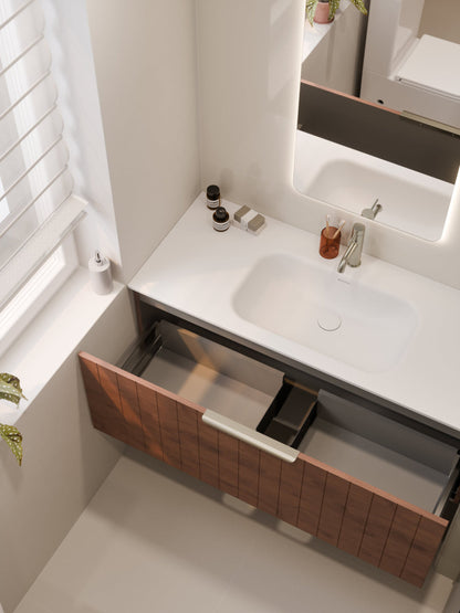 LINEARE 1200 COASTAL SINGLE DRAWER BATHROOM VANITY WALNUT