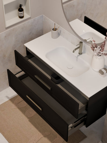 LINEARE 1200 LOFT DOUBLE DRAWER BATHROOM VANITY MATTE BLACK