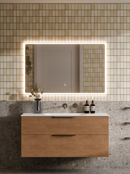 LINEARE 1200 ORCHARD DOUBLE DRAWER BATHROOM VANITY DEVON OAK