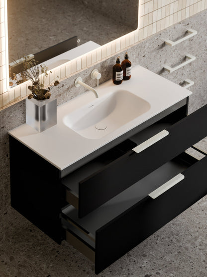 LINEARE 1200 ORCHARD DOUBLE DRAWER BATHROOM VANITY MATTE BLACK