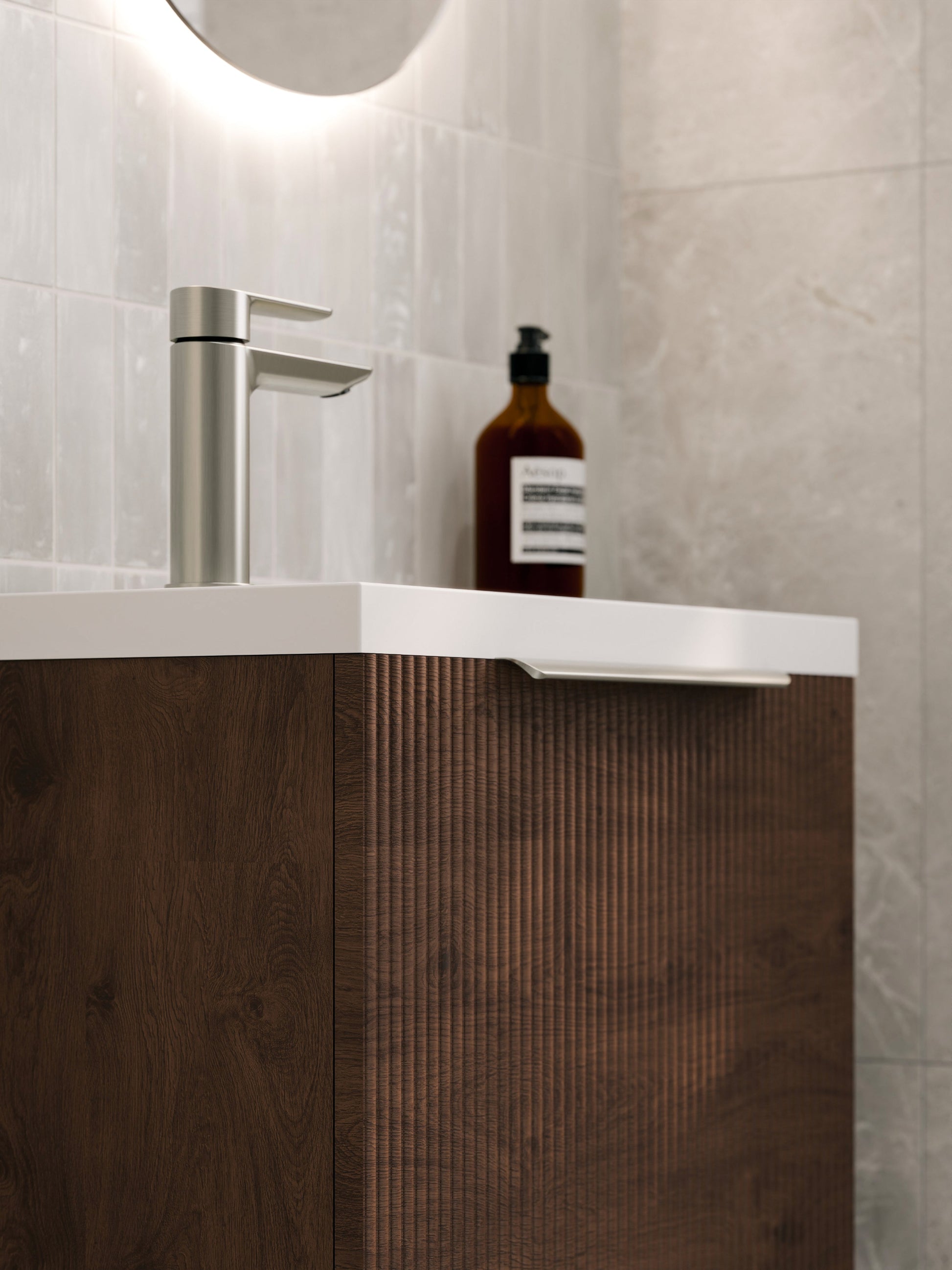 LINEARE 450 PILLAR FLOORSTANDING VANITY - LEFT HINGE