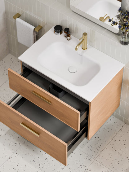 LINEARE 750 AXEL DOUBLE DRAWER BATHROOM VANITY DEVON OAK