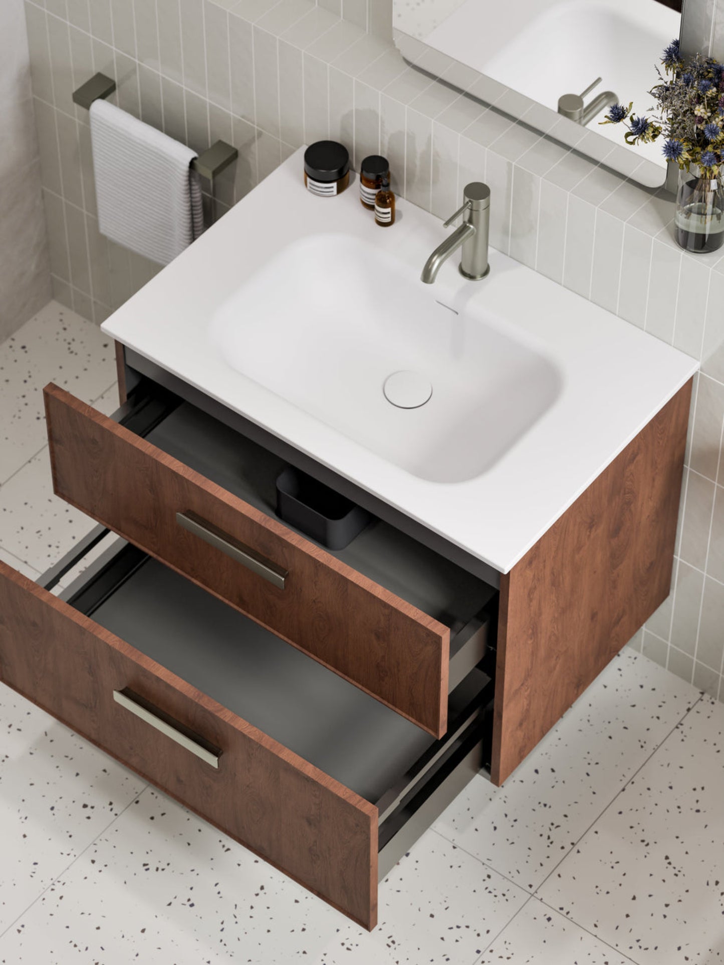 LINEARE 750 AXEL DOUBLE DRAWER BATHROOM VANITY WALNUT
