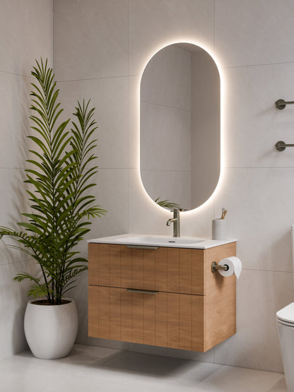 LINEARE 750 COASTAL DOUBLE DRAWER BATHROOM VANITY DEVON OAK