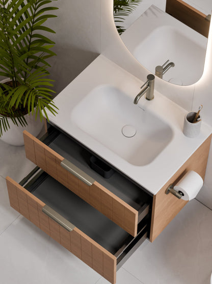 LINEARE 750 COASTAL DOUBLE DRAWER BATHROOM VANITY DEVON OAK