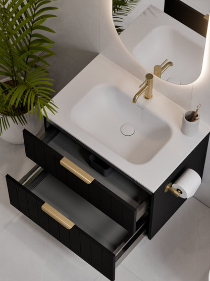LINEARE 750 COASTAL DOUBLE DRAWER BATHROOM VANITY MATTE BLACK