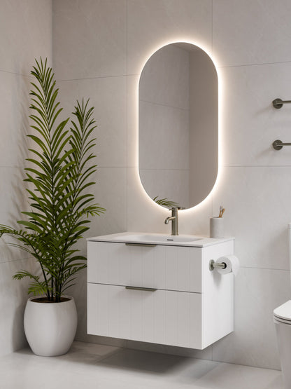 LINEARE 750 COASTAL DOUBLE DRAWER BATHROOM VANITY MATTE WHITE