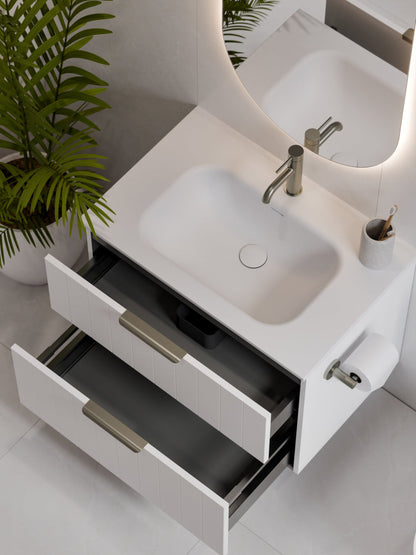 LINEARE 750 COASTAL DOUBLE DRAWER BATHROOM VANITY MATTE WHITE