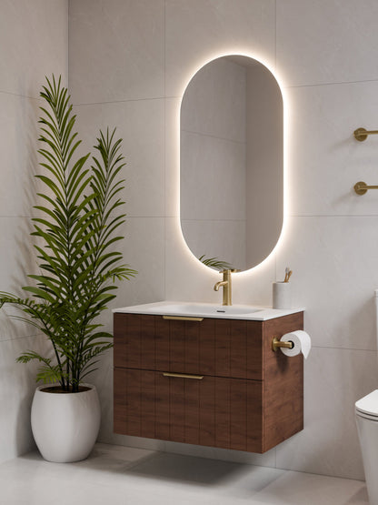 LINEARE 750 COASTAL DOUBLE DRAWER BATHROOM VANITY WALNUT