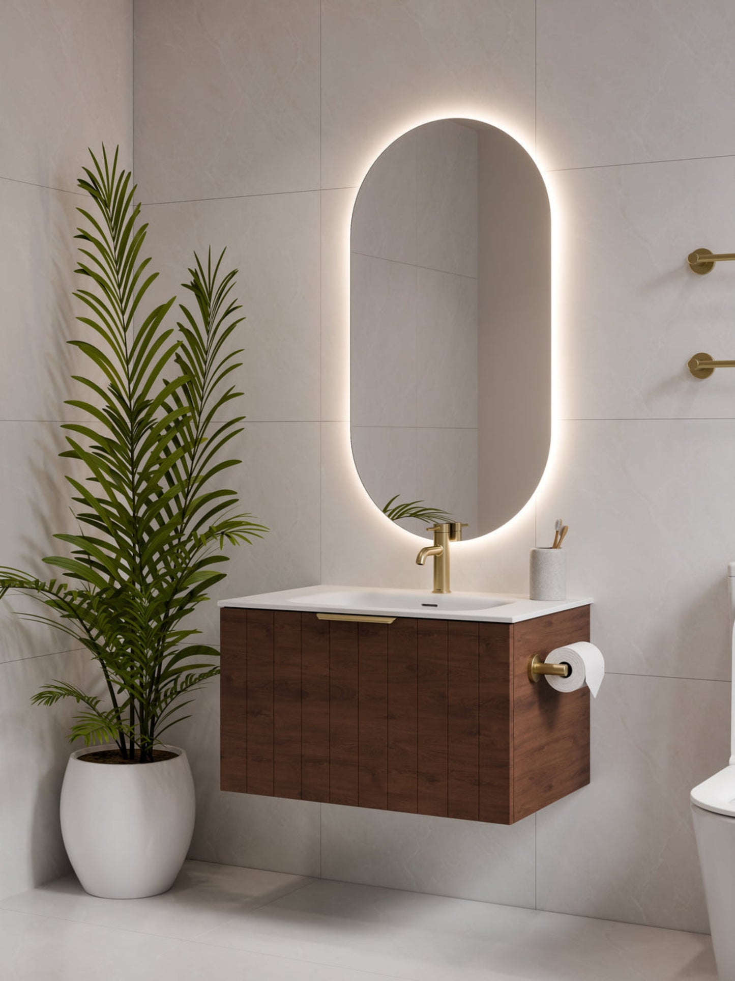 LINEARE 750 COASTAL SINGLE DRAWER BATHROOM VANITY WALNUT