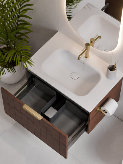 LINEARE 750 COASTAL SINGLE DRAWER BATHROOM VANITY WALNUT