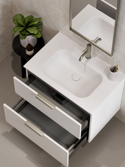 LINEARE 750 PILLAR DOUBLE DRAWER BATHROOM VANITY MATTE WHITE