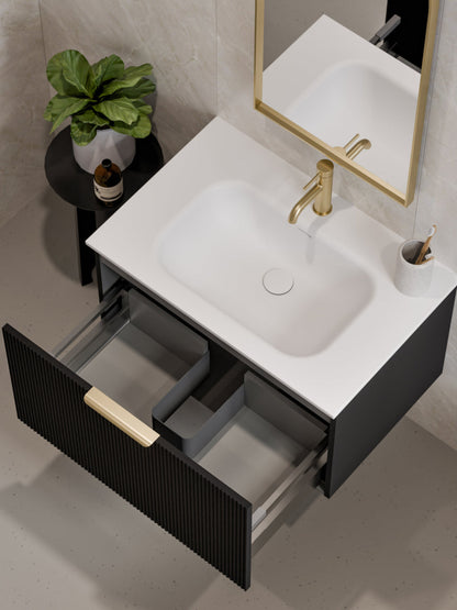 LINEARE 750 PILLAR SINGLE DRAWER BATHROOM VANITY MATTE BLACK