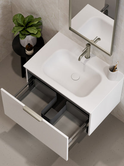 LINEARE 750 PILLAR SINGLE DRAWER BATHROOM VANITY MATTE WHITE